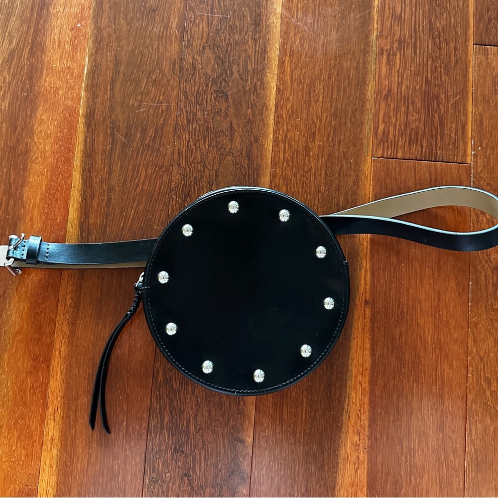 NWOT ~ REBECCA MINKOFF  Black Loki Studded Belt Bag w/front pocket - Picture 4 of 15